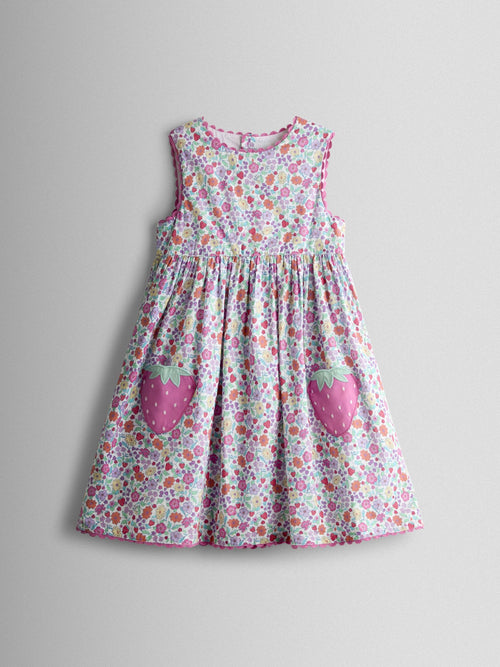 JoJo Maman Bébé Pink Appliqué Pocket Sleeveless Dress image 1
