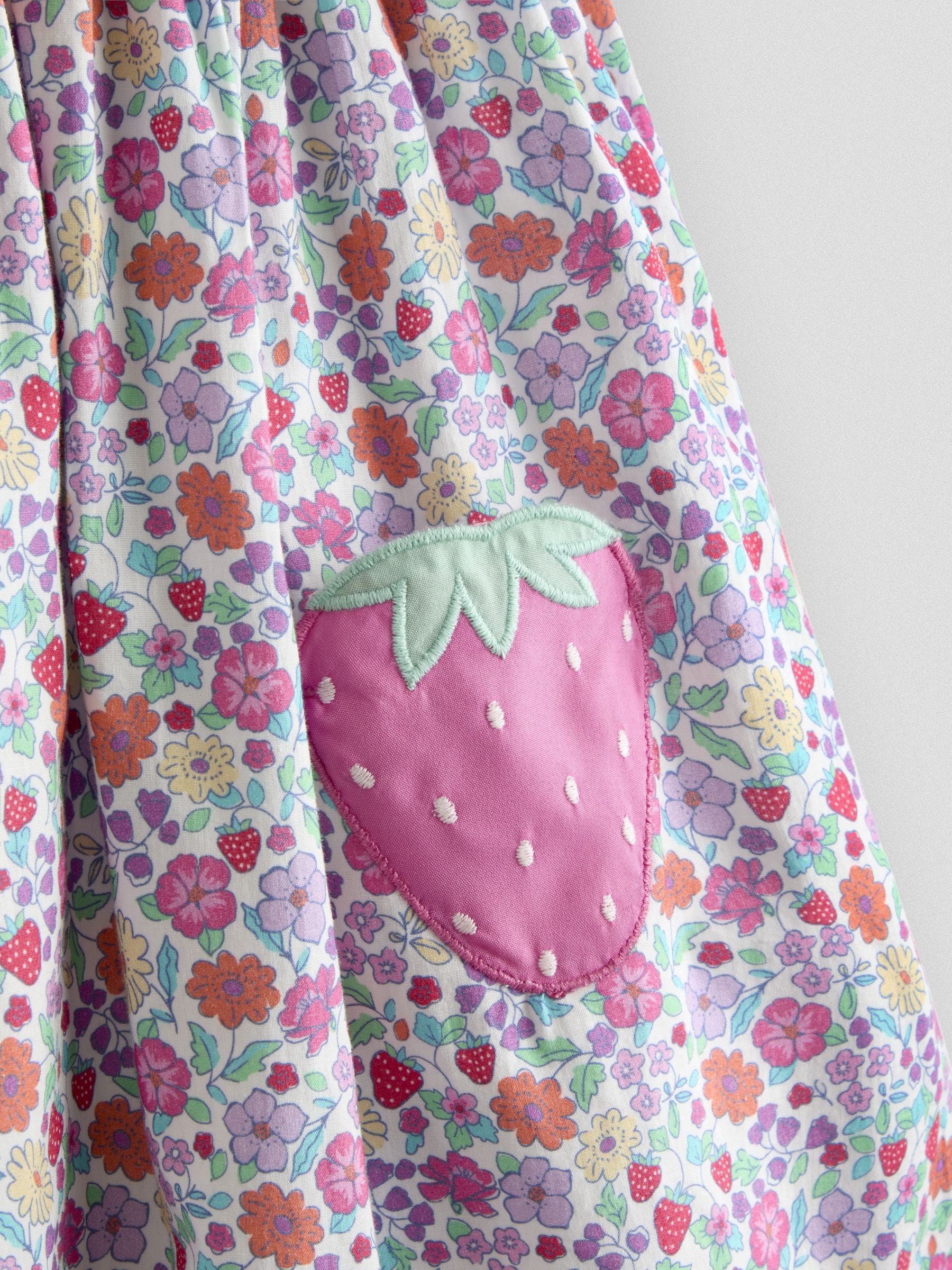 JoJo Maman Bébé Pink Appliqué Pocket Sleeveless Dress image 3