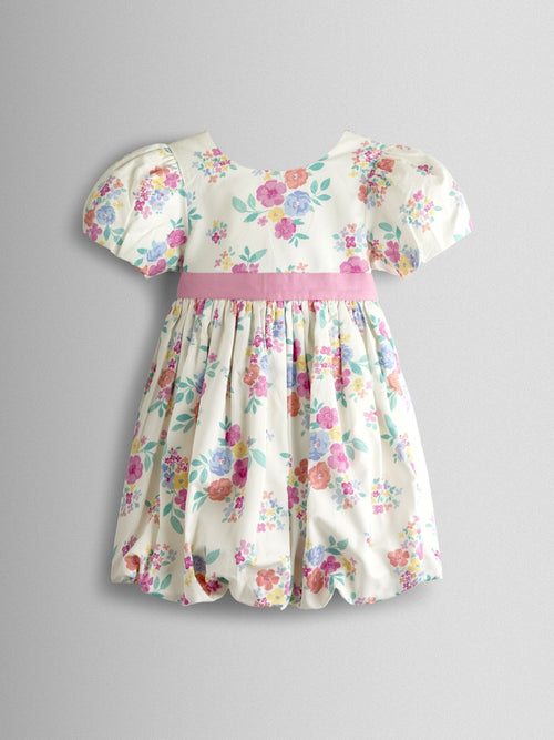 JoJo Maman Bébé Cream Floral Bubble Hem Party Dress image 1