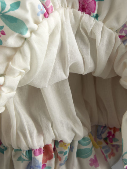 JoJo Maman Bébé Cream Floral Bubble Hem Party Dress image 3