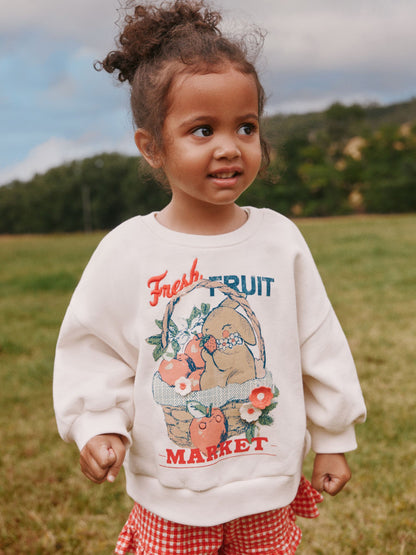 Cream Gingham Fruit Market Crew Neck Sweatshirt & Shorts Set (3mths-7yrs) image 1