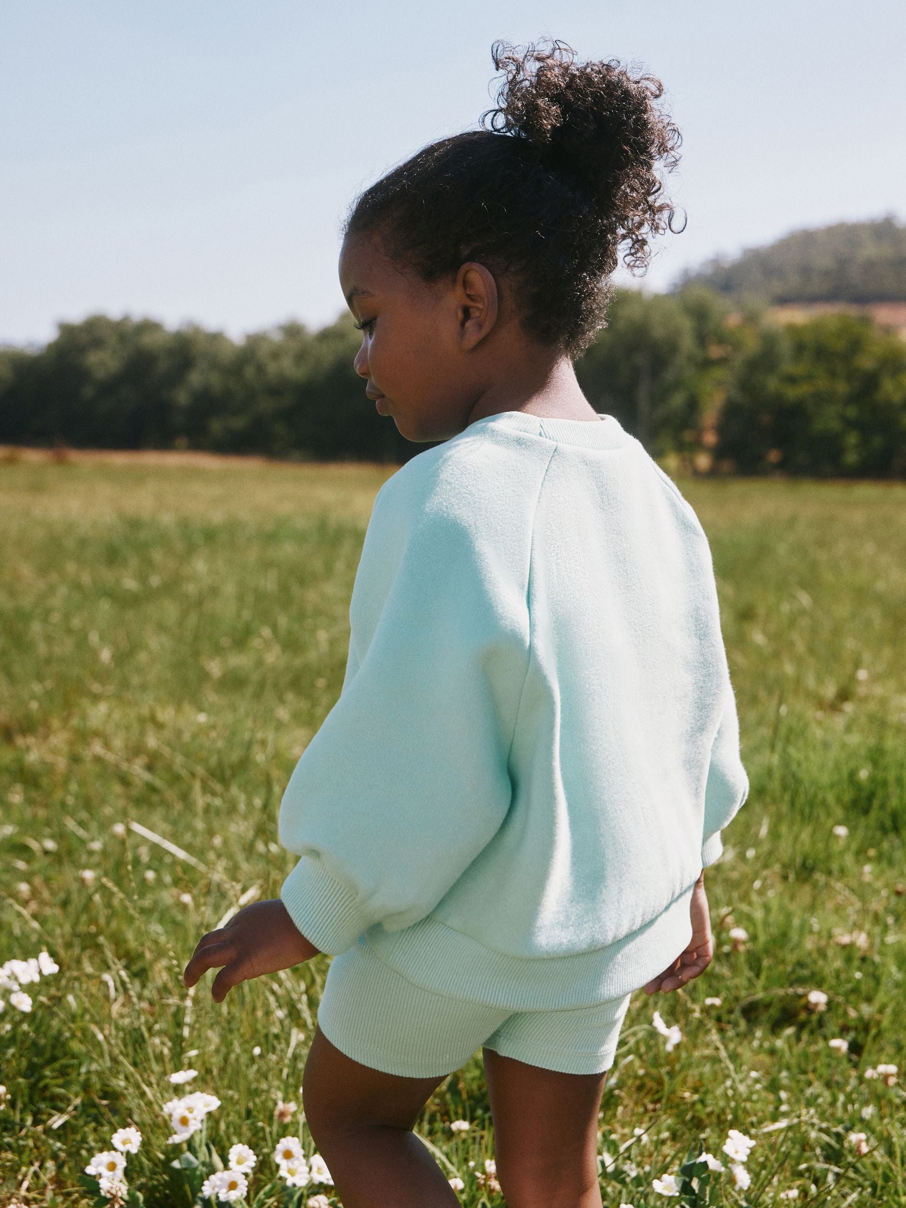 Aqua Blue Sweatshirt & Cycle Shorts Set (3mths-7yrs) image 3