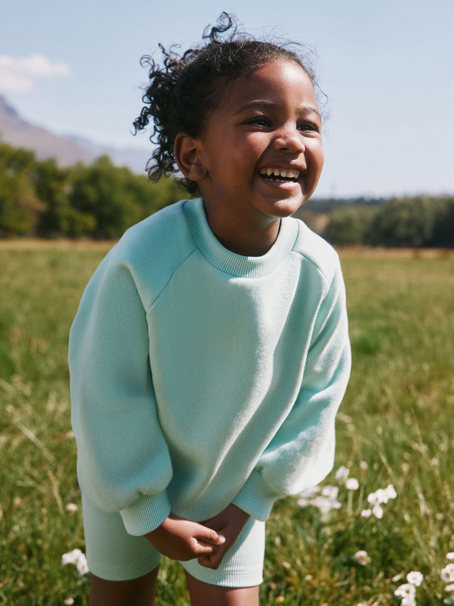 Aqua Blue Sweatshirt & Cycle Shorts Set (3mths-7yrs) image 4