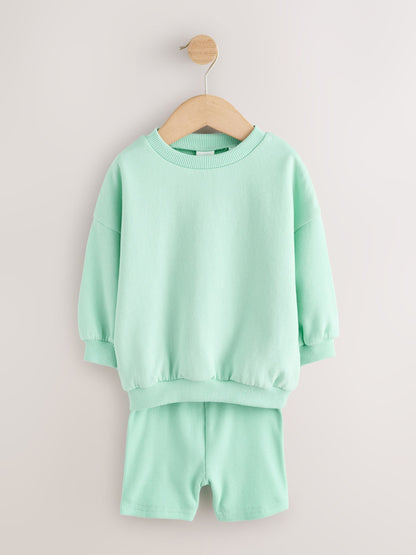 Aqua Blue Sweatshirt & Cycle Shorts Set (3mths-7yrs) image 5