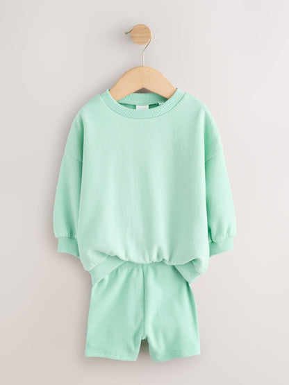 Aqua Blue Sweatshirt & Cycle Shorts Set (3mths-7yrs) image 6