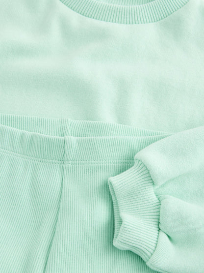 Aqua Blue Sweatshirt & Cycle Shorts Set (3mths-7yrs) image 9