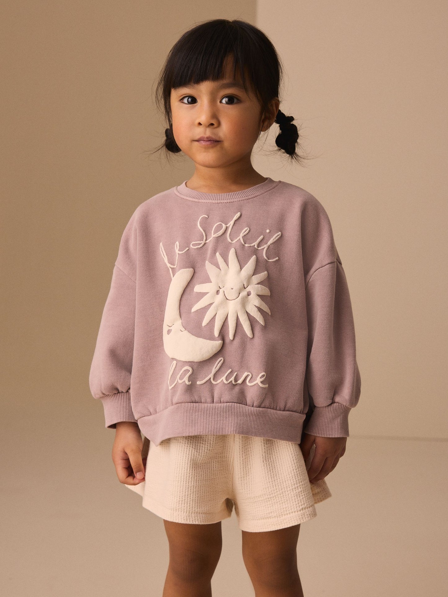 Brown Moon & Sun Crew Neck Sweatshirt & Shorts Set (3mths-7yrs) image 1