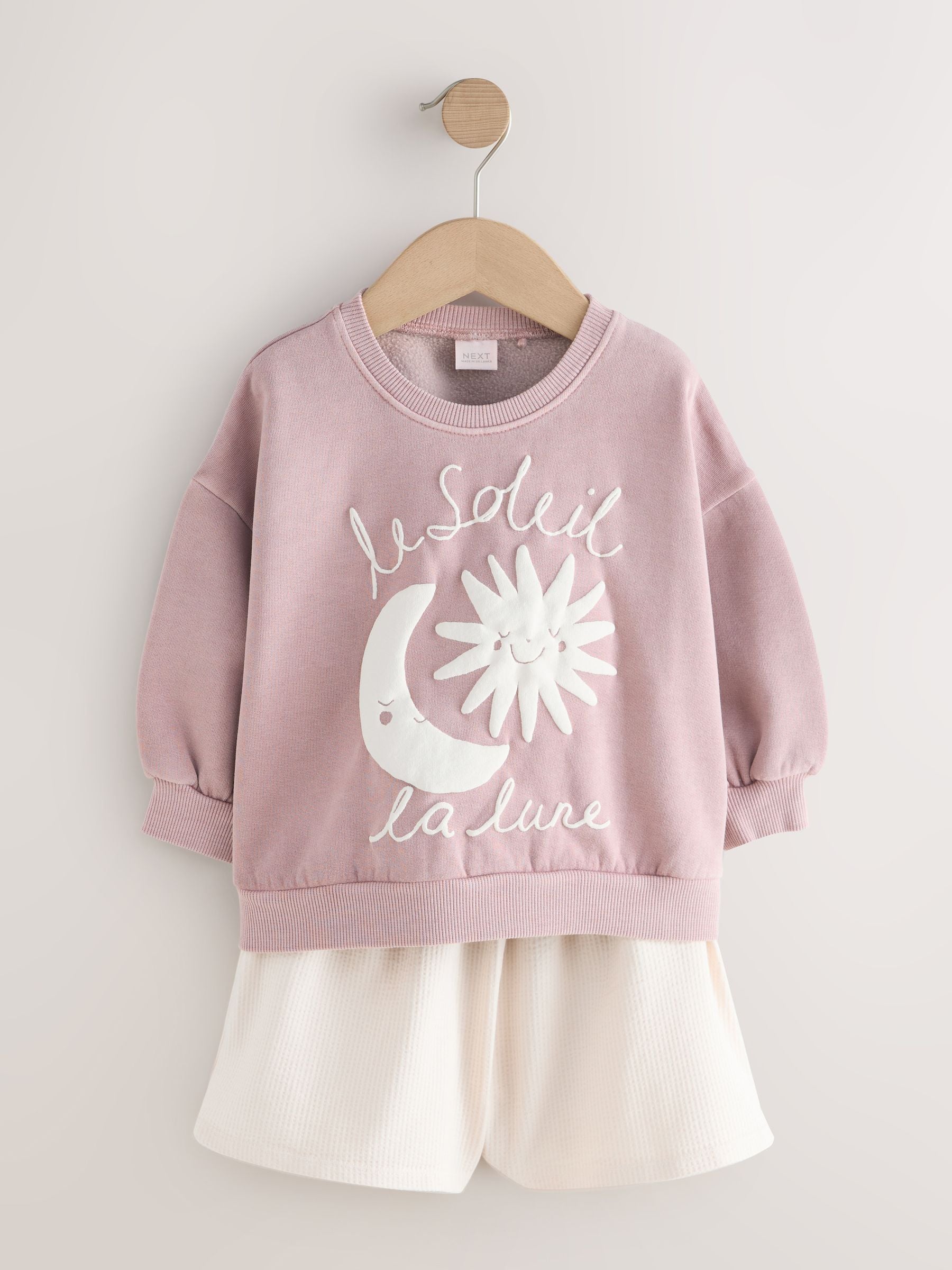 Brown Moon & Sun Crew Neck Sweatshirt & Shorts Set (3mths-7yrs) image 5