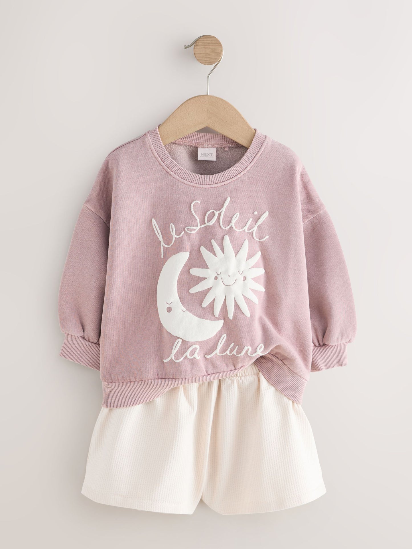 Brown Moon & Sun Crew Neck Sweatshirt & Shorts Set (3mths-7yrs) image 6