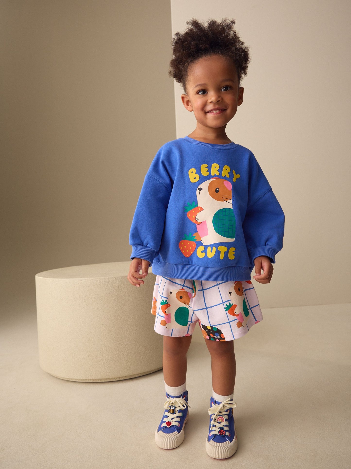 Cobalt Blue Guinea Pig Crew Neck Sweatshirt & Shorts Set (3mths-7yrs) image 3