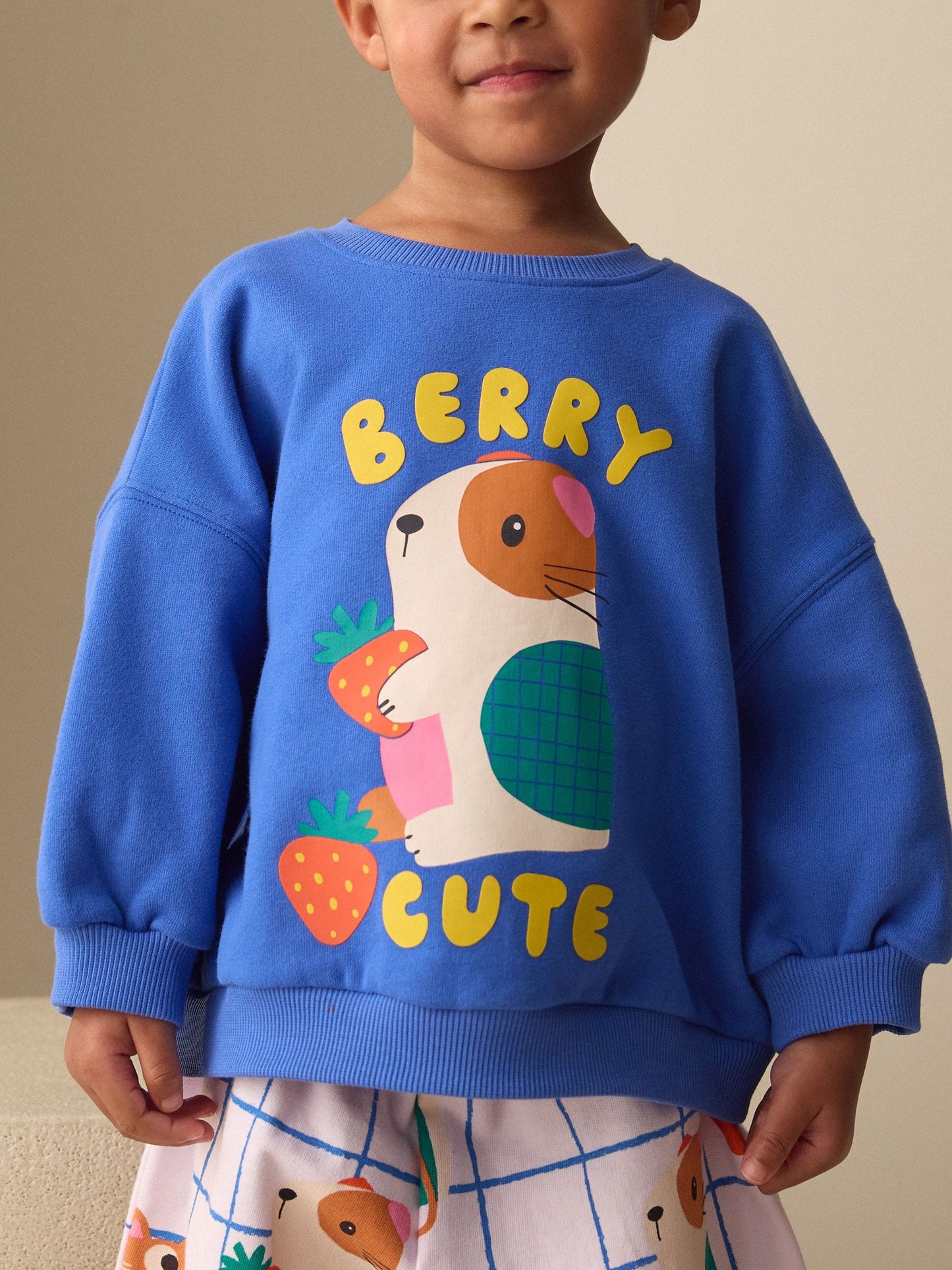 Cobalt Blue Guinea Pig Crew Neck Sweatshirt & Shorts Set (3mths-7yrs) image 5