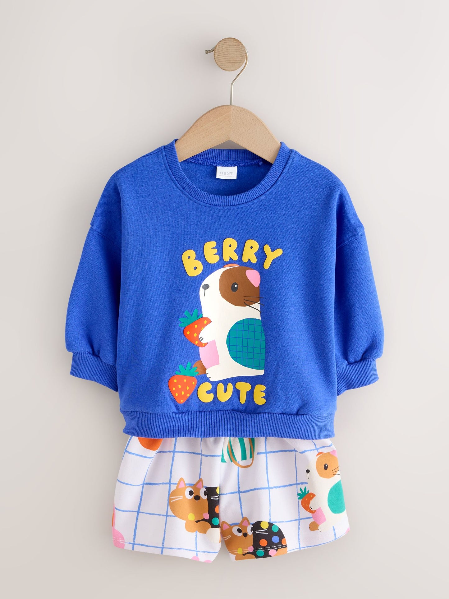 Cobalt Blue Guinea Pig Crew Neck Sweatshirt & Shorts Set (3mths-7yrs) image 6