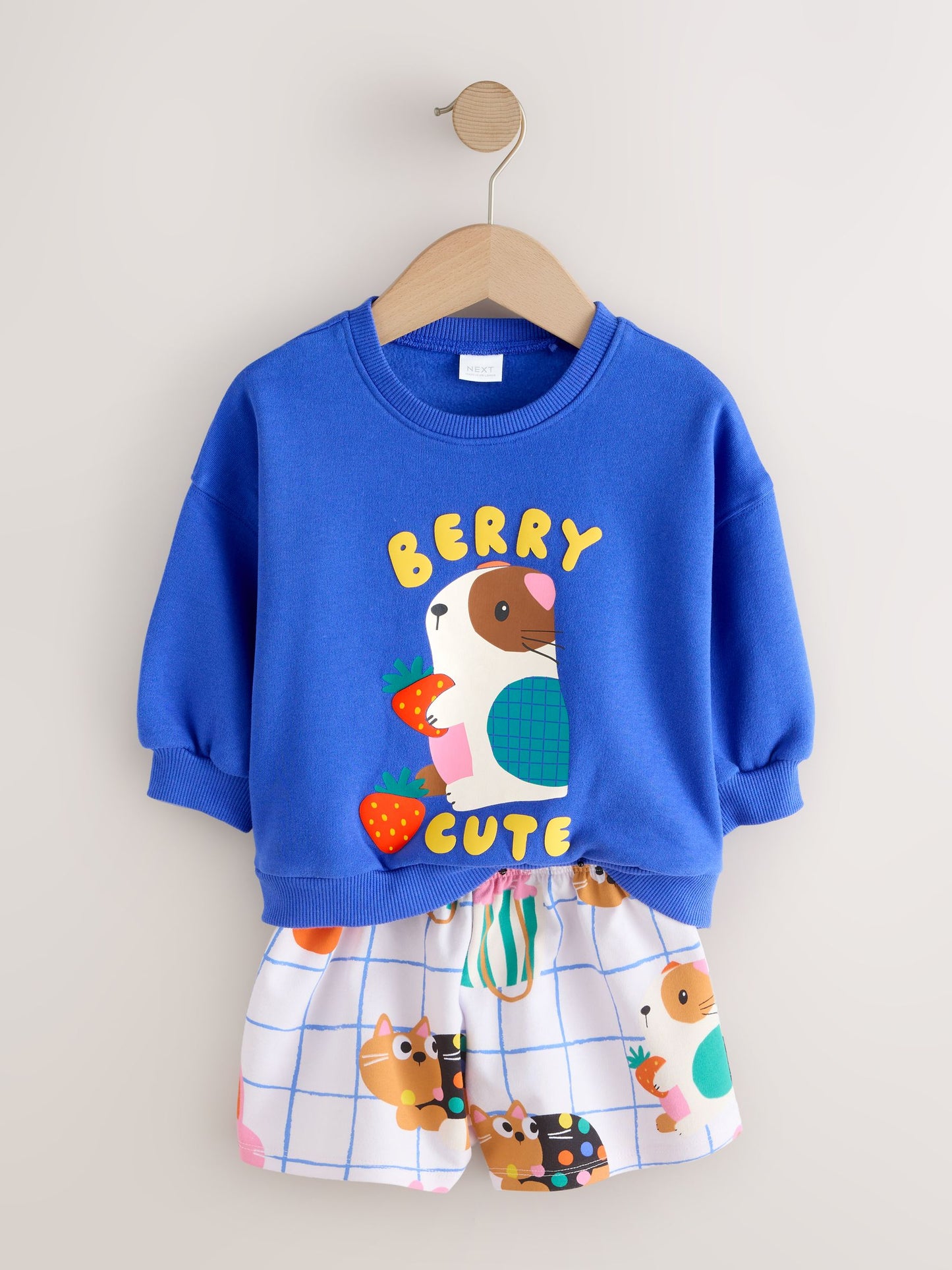 Cobalt Blue Guinea Pig Crew Neck Sweatshirt & Shorts Set (3mths-7yrs) image 8