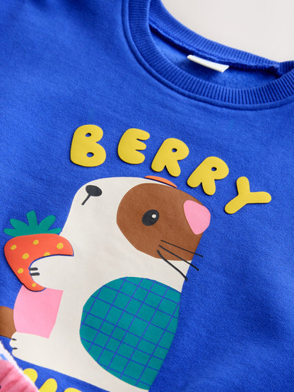 Cobalt Blue Guinea Pig Crew Neck Sweatshirt & Shorts Set (3mths-7yrs) image 8