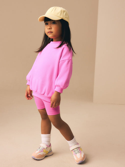 Pink Sweatshirt & Cycle Shorts Set (3mths-7yrs) image 1