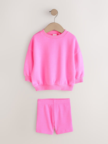 Pink Sweatshirt & Cycle Shorts Set (3mths-7yrs) image 5