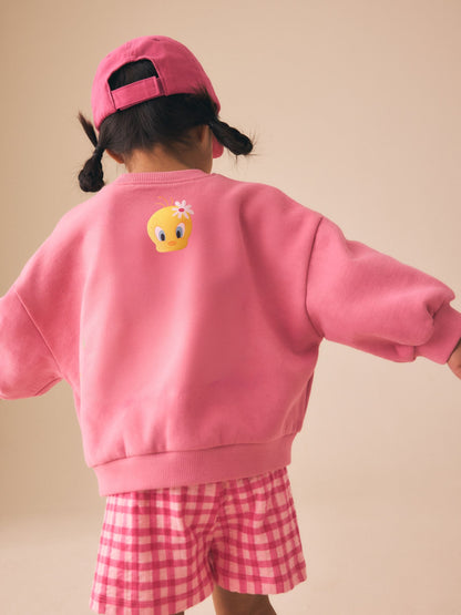Pink Tweety Crew Neck Sweatshirt & Shorts Set (3mths-7yrs) image 2