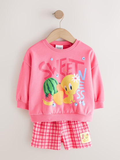 Pink Tweety Crew Neck Sweatshirt & Shorts Set (3mths-7yrs) image 5