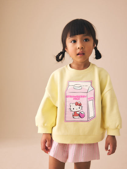 Yellow Hello Kitty Crew Neck Sweatshirt & Shorts Set (3mths-7yrs) image 1