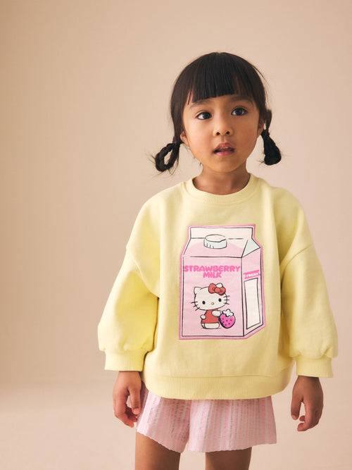 Yellow Hello Kitty Crew Neck Sweatshirt & Shorts Set (3mths-7yrs) image 1