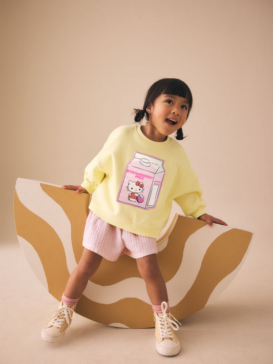 Yellow Hello Kitty Crew Neck Sweatshirt & Shorts Set (3mths-7yrs) image 2