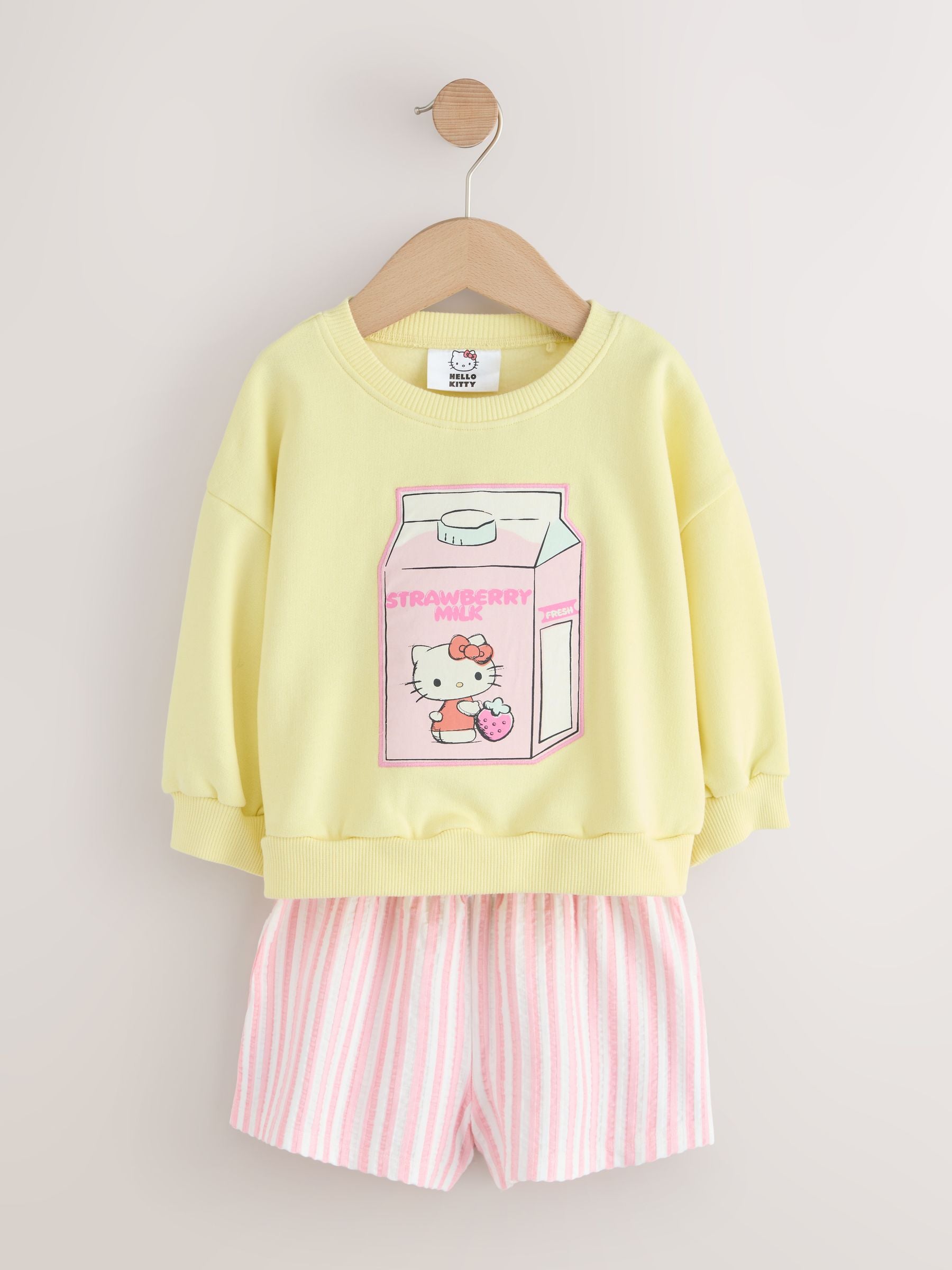 Yellow Hello Kitty Crew Neck Sweatshirt & Shorts Set (3mths-7yrs) image 6