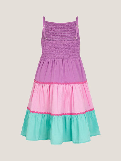 Monsoon Pink Sleeveless Smocked Colourblock Dress image 2