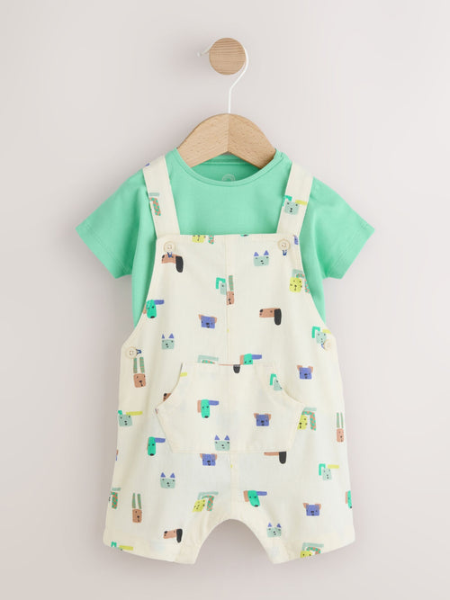 Green Dogs Twill Dungaree and Bodysuit Baby Set (0mths-2yrs) image 1