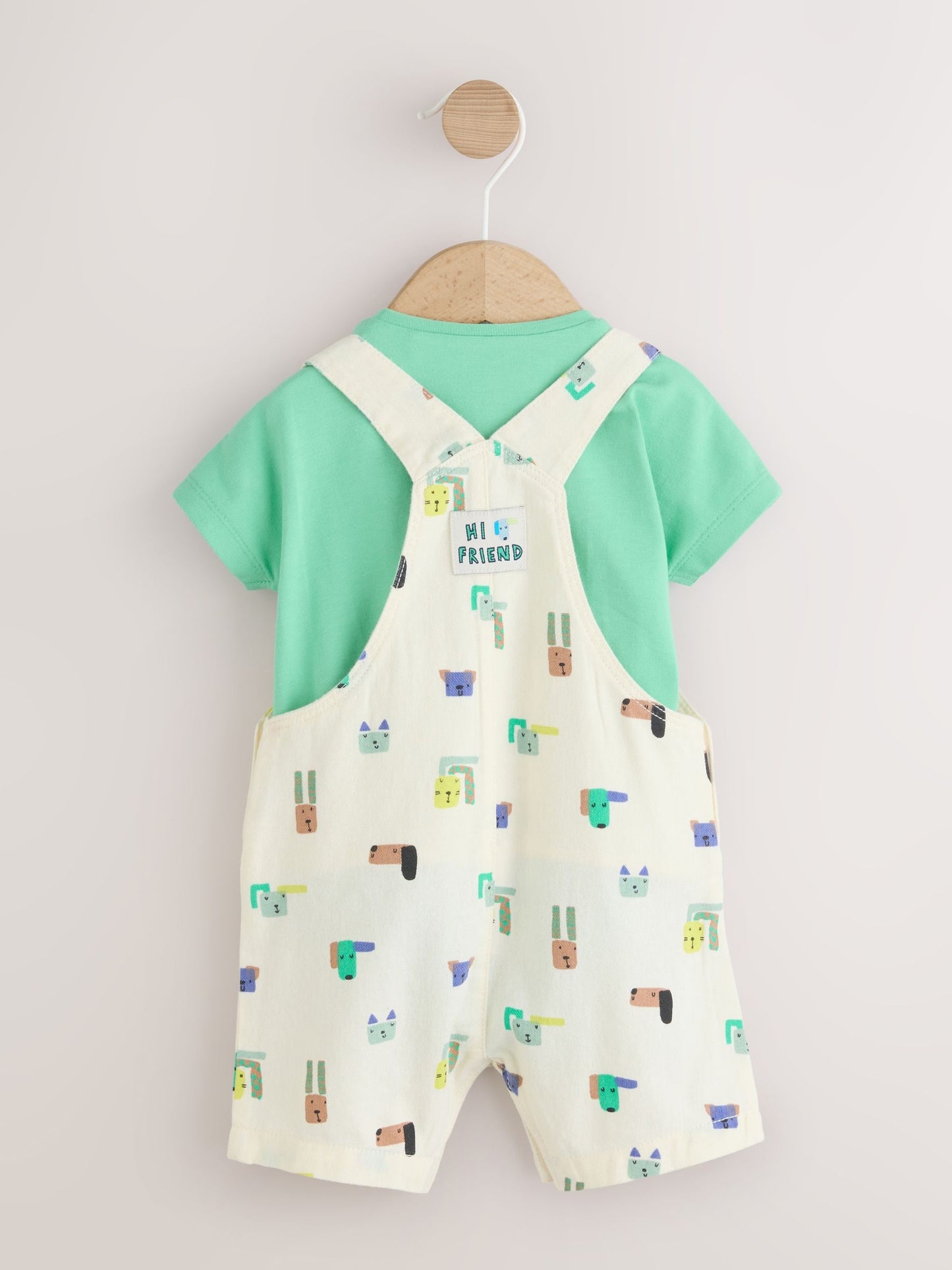 Green Dogs Twill Dungaree and Bodysuit Baby Set (0mths-2yrs) image 3