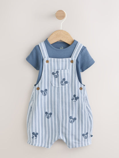 Blue Mickey Mouse Dungaree and Bodysuit Baby Set (0mths-2yrs) image 1
