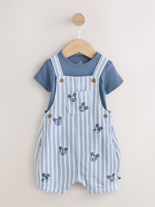 Blue Mickey Mouse Dungaree and Bodysuit Baby Set (0mths-2yrs) image 1