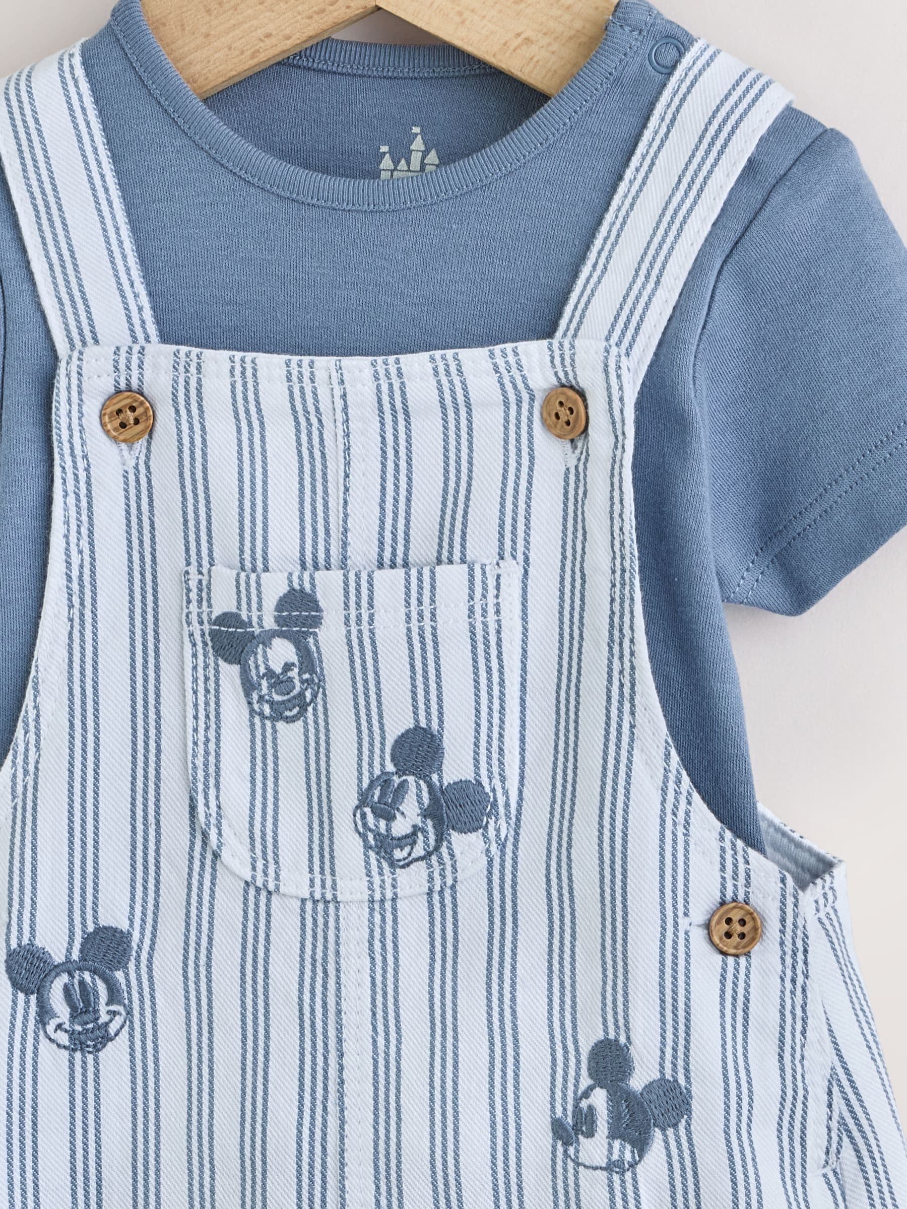 Blue Mickey Mouse Dungaree and Bodysuit Baby Set (0mths-2yrs) image 6