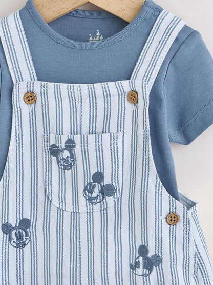 Blue Mickey Mouse Dungaree and Bodysuit Baby Set (0mths-2yrs) image 6