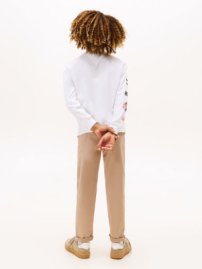 Tommy Hilfiger White Multi-Badge Long Sleeve T-Shirt image 3