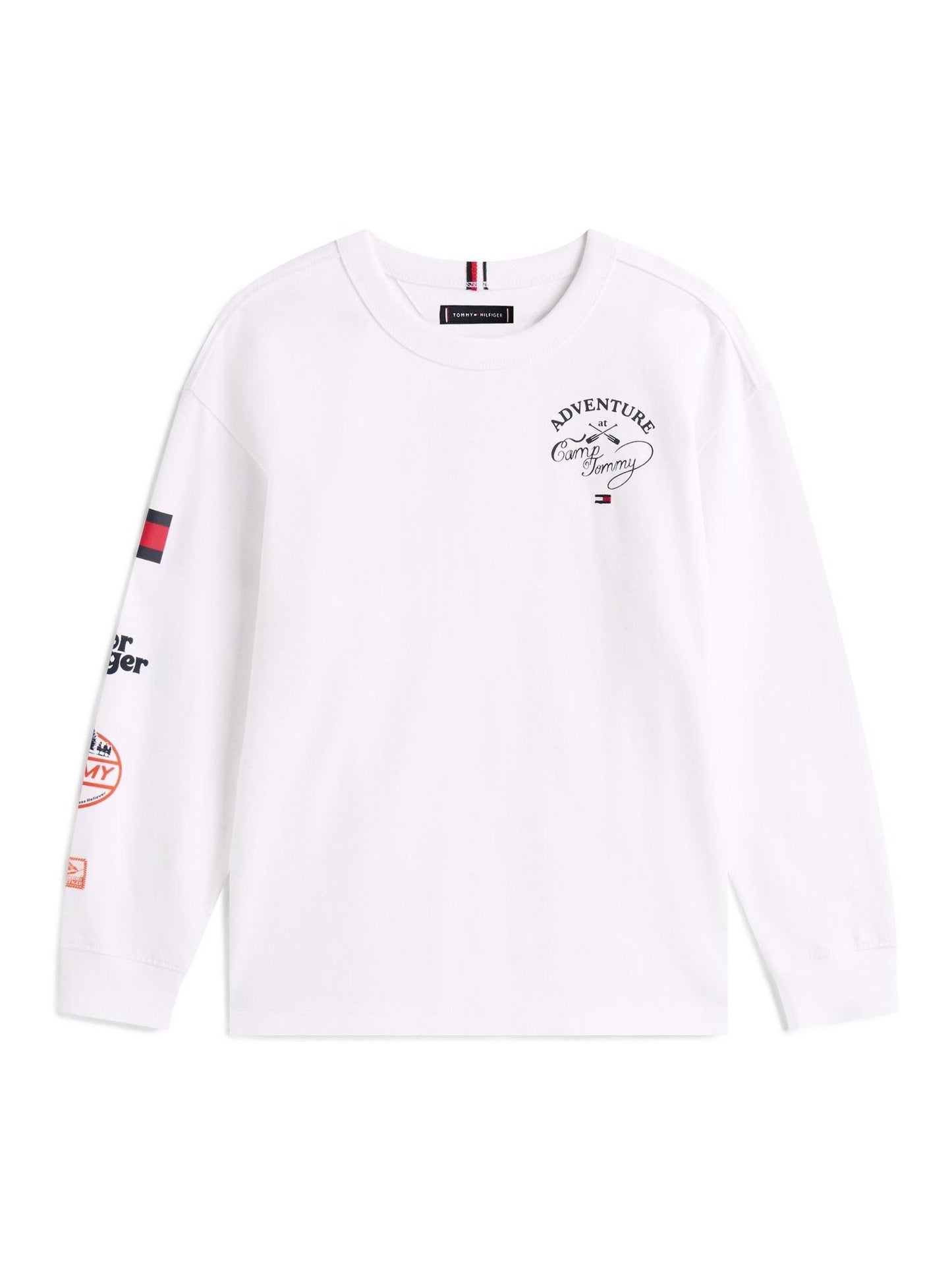 Tommy Hilfiger White Multi-Badge Long Sleeve T-Shirt image 5
