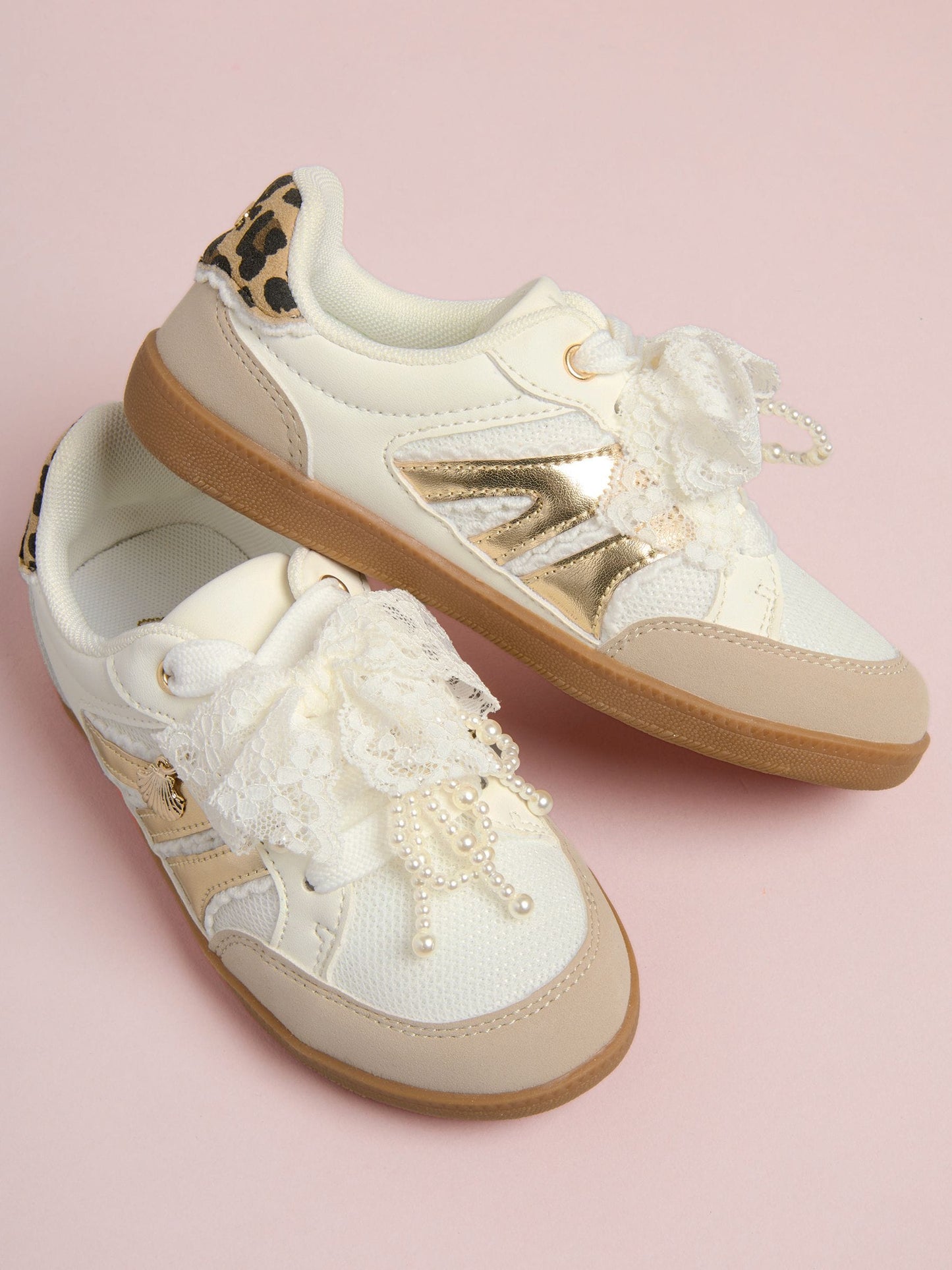Lipsy White Slim Gum Sole Charm Detail Sports Trainers image 1