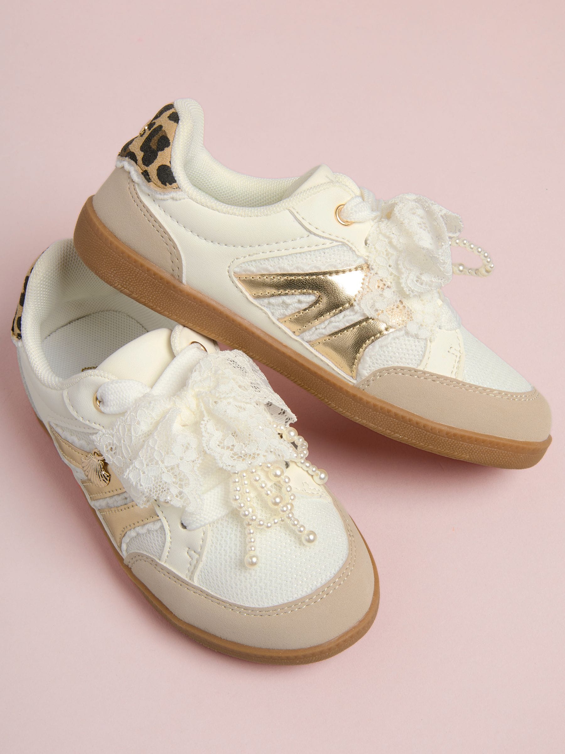 Lipsy White Slim Gum Sole Charm Detail Sports Trainers image 1