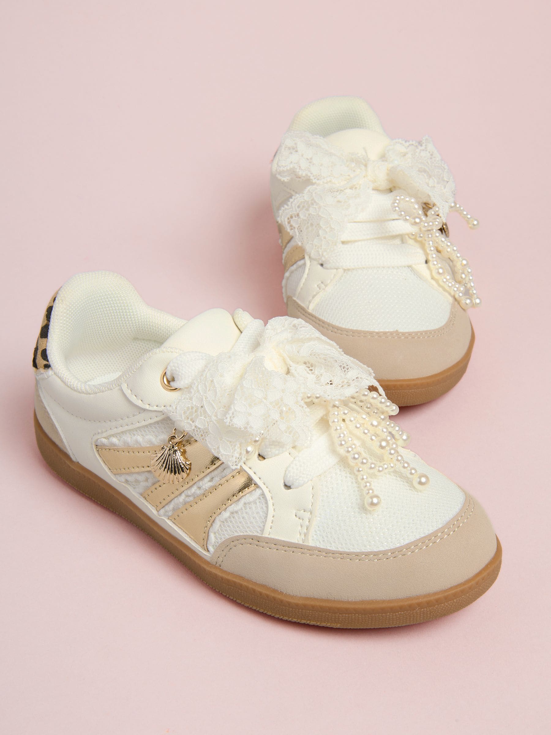 Lipsy White Slim Gum Sole Charm Detail Sports Trainers image 2
