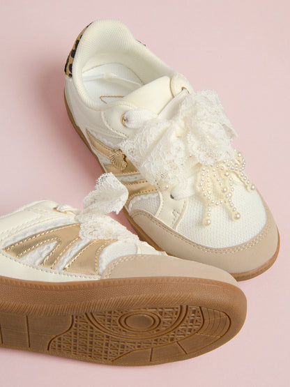 Lipsy White Slim Gum Sole Charm Detail Sports Trainers image 3
