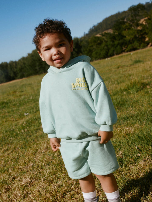 Sage Green Big Smiles Hoodie and Shorts Set (3mths-7yrs) image 1