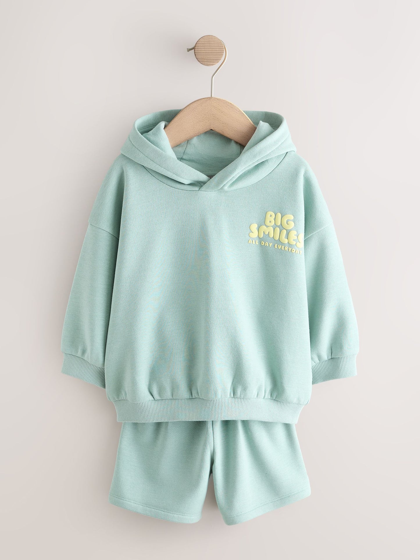 Sage Green Big Smiles Hoodie and Shorts Set (3mths-7yrs) image 5