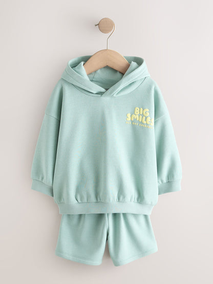 Sage Green Big Smiles Hoodie and Shorts Set (3mths-7yrs) image 5