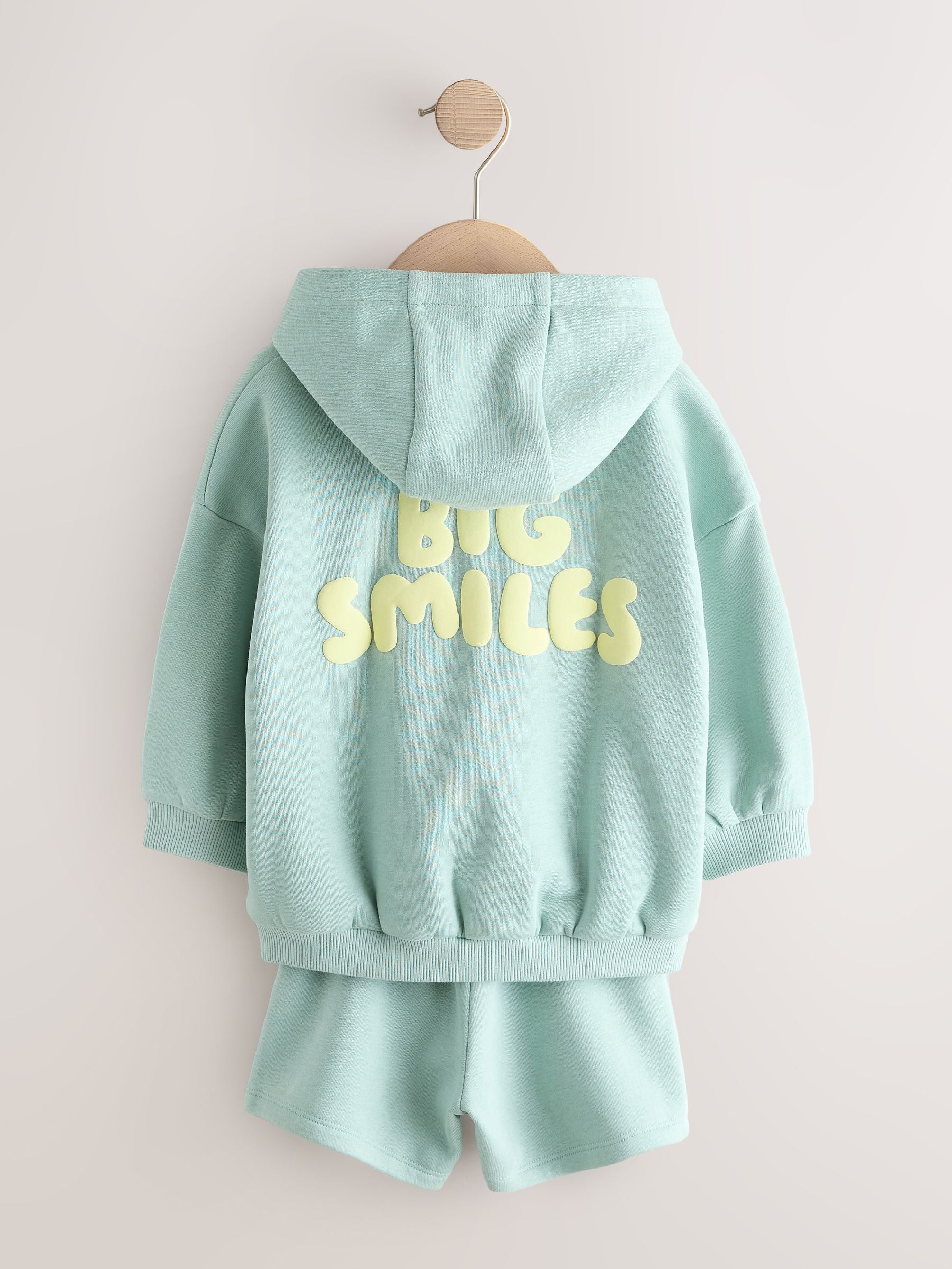 Sage Green Big Smiles Hoodie and Shorts Set (3mths-7yrs) image 6