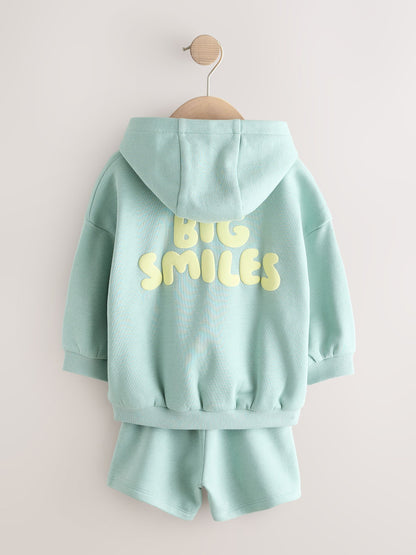 Sage Green Big Smiles Hoodie and Shorts Set (3mths-7yrs) image 6