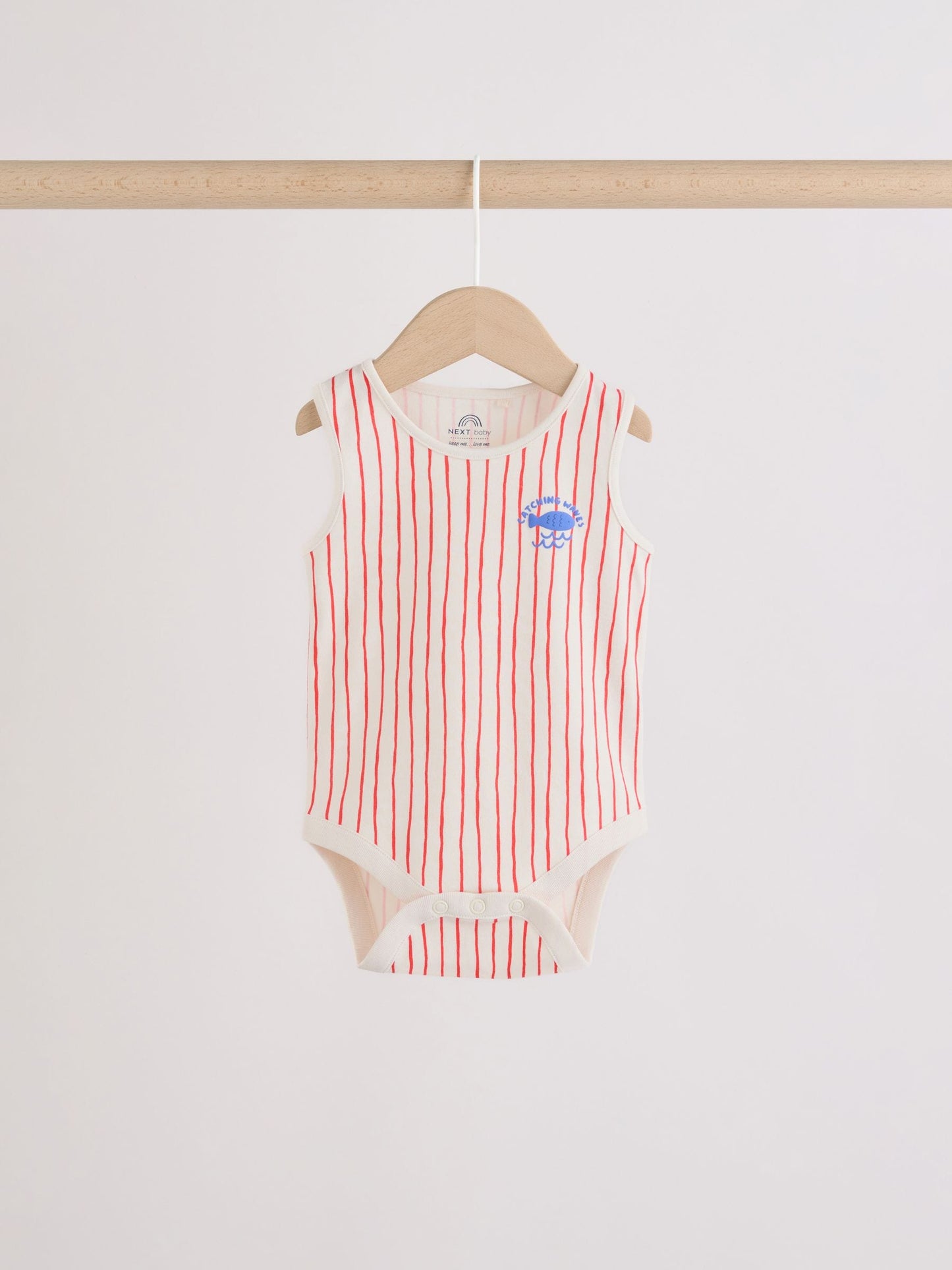 Navy/Red Stripe Baby Bodysuits 5 Pack image 3