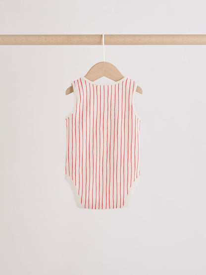 Navy/Red Stripe Baby Bodysuits 5 Pack image 4