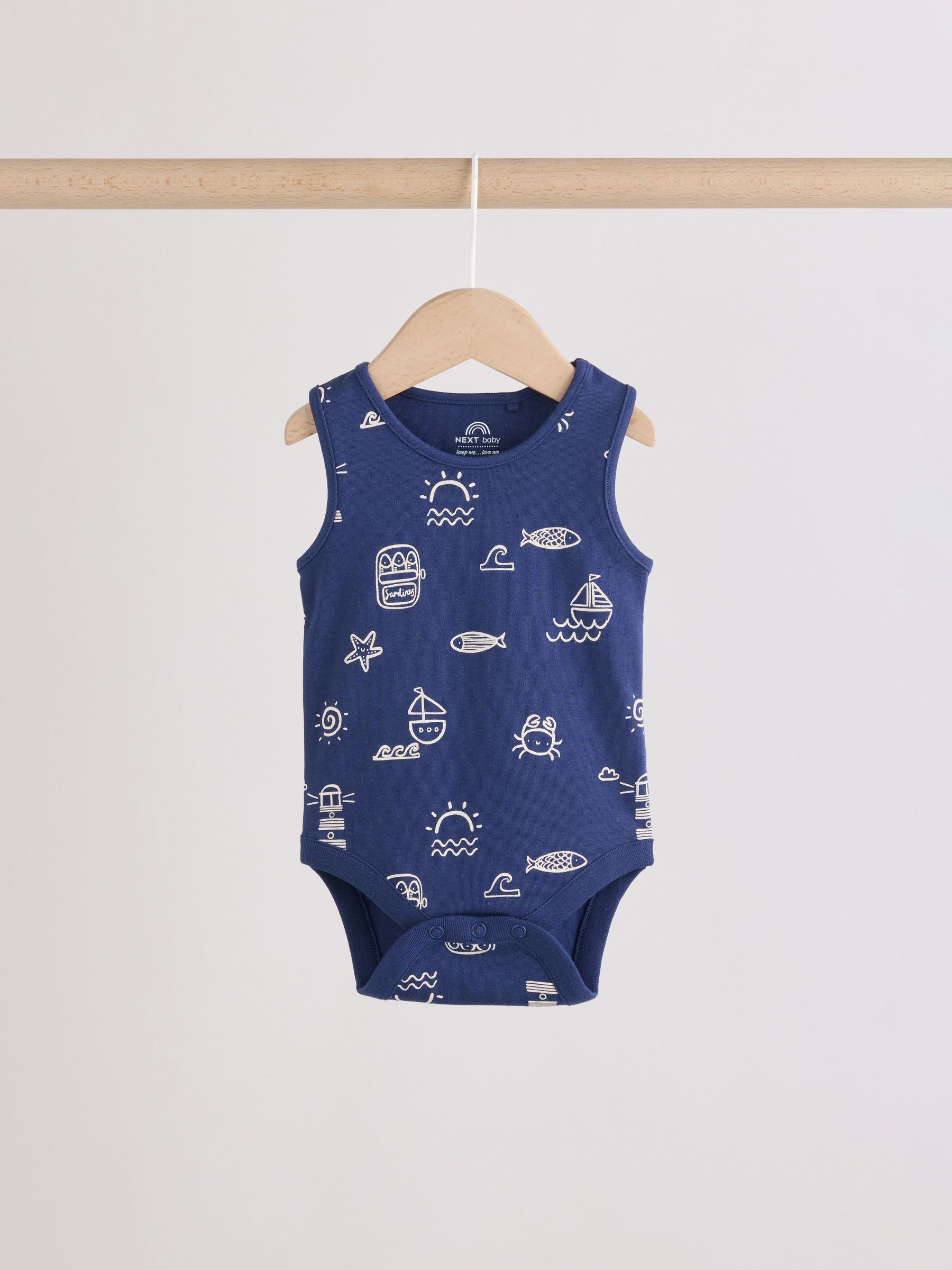 Navy/Red Stripe Baby Bodysuits 5 Pack image 5