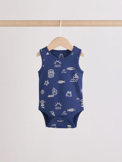 Navy/Red Stripe Baby Bodysuits 5 Pack image 5