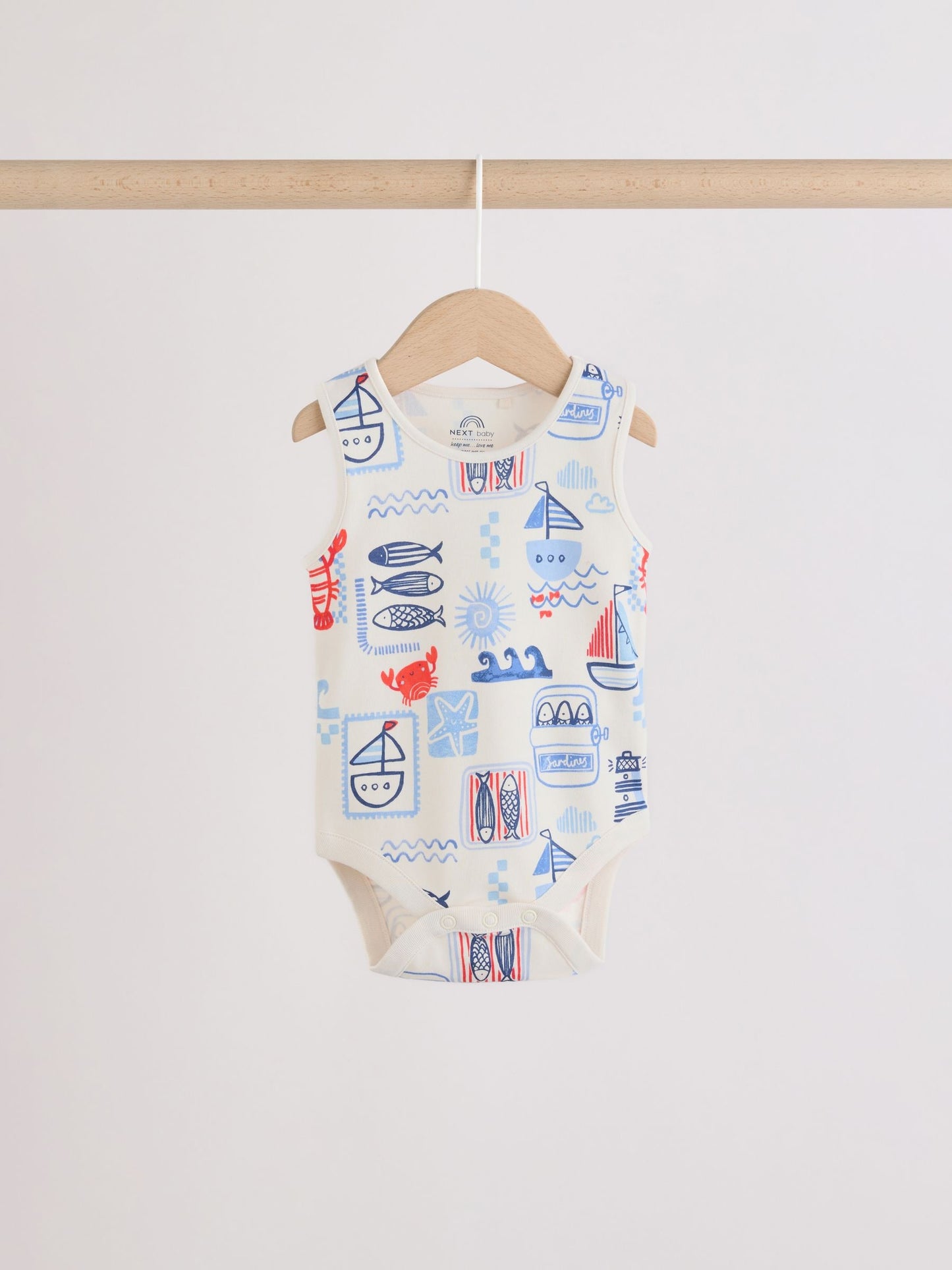 Navy/Red Stripe Baby Bodysuits 5 Pack image 6