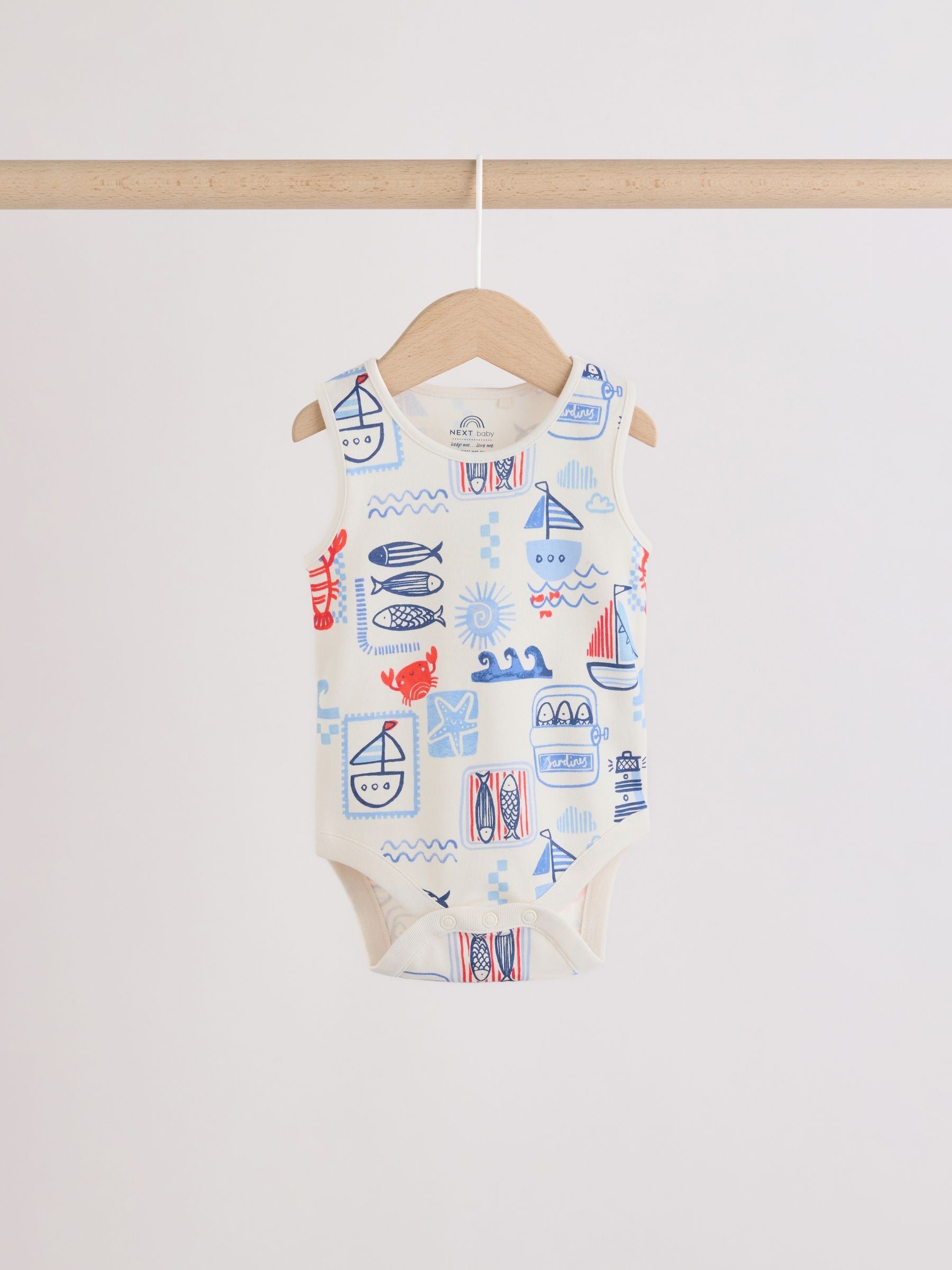 Navy/Red Stripe Baby Bodysuits 5 Pack image 6